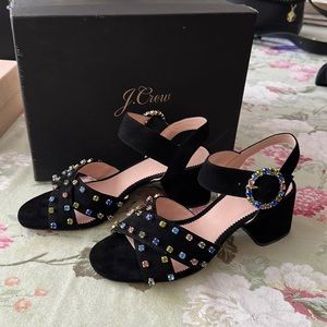 NWT Never Worn rhinestone JCREW block heels!
